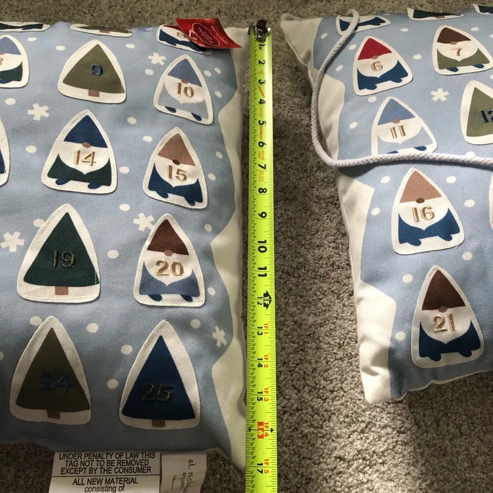 New 2 pieces bundle lot St Nicholas Gnomes Advent Calendar holiday Throw Pillows